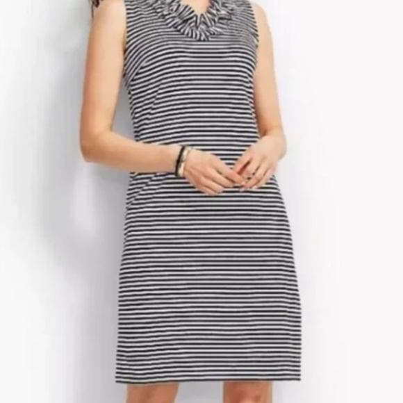 Talbots Black & White Stripe Dress - Size MP - Picture 1 of 3